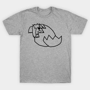 Cute Dog Hatching from Easter Egg Outline T-Shirt